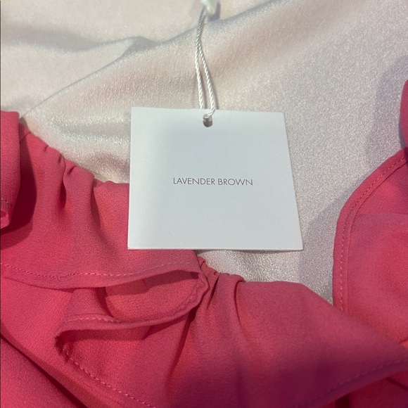 NEW! Lavender Brown Liliana Pink Ruffle Mini Dress Size M - Picture 3 of 7